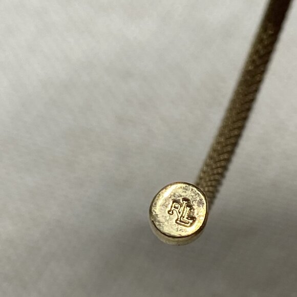 Lauren Ralph Lauren Earring Set Goldtone Mesh Loop Pierced Signed LRL 2.25 in - Picture 9 of 12